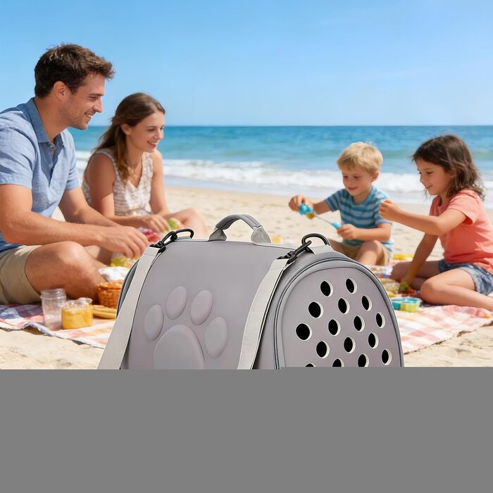 Транс-сумка для котів, переноска для тварин з плечовим ременем для подорожей, портативна для кошенят, для піших прогулянок, відпочинку на природі, авіаперельотів, кемпінгу, поїздок, до ветеринара, міста та подорожей з рюкзаком (Сірий, L)