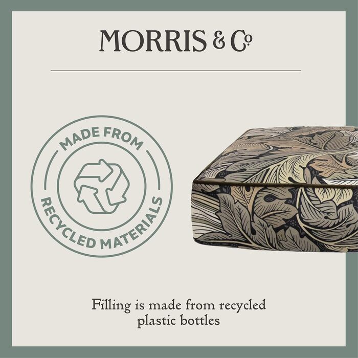 Матрац для собак Rosewood x Morris & Co. великого розміру, бордовий колір, товсто стертий, з неслизьким дном, пральний, з принтом William Morris (Acanthus, L)