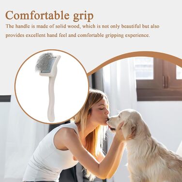 Щітка для грумінгу тварин: для котів та собак, видалення шерсті, дерев'яна ручка, портативна