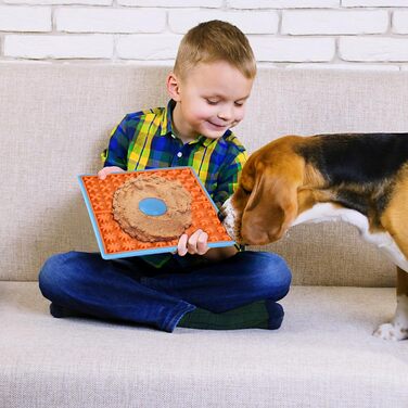 Килимок для годівлі собак у клітці, килимок для собак, годівниця з арахісової пасти, тренувальний килимок для цуценят, повільне годування (1 шт., помаранчевий) Помаранчевий/Західний колір у зигзаг (Sunset Chevron)