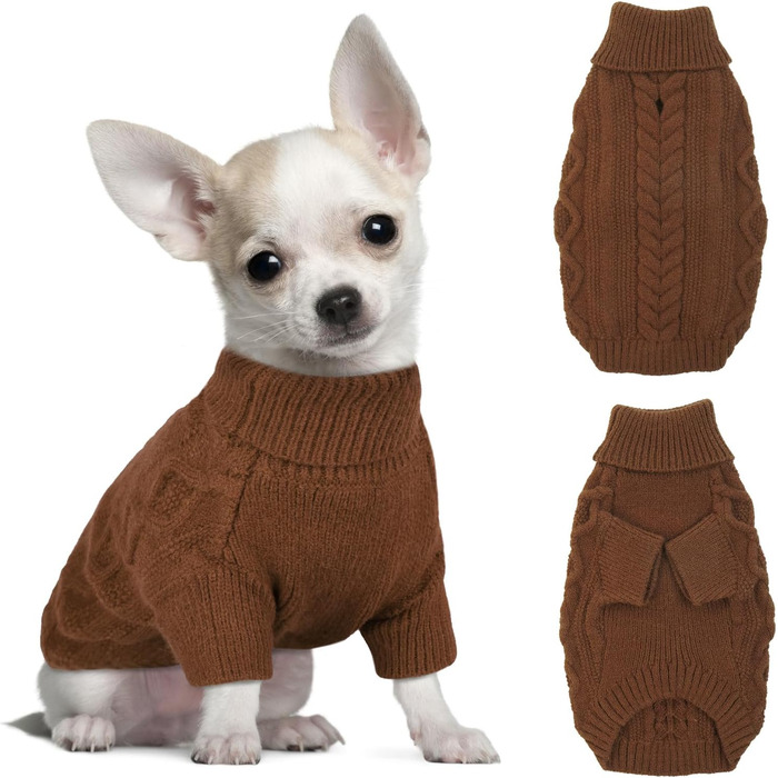 Теплий пуловер для собак маленьких порід Hjumarayan, XS (30см), колір кава