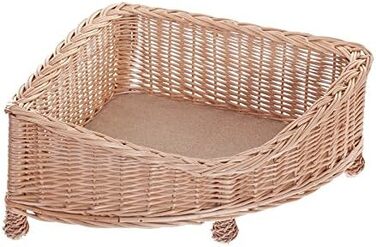 Лежанка для собак та котів з ротангу з м'яким матрацом, 53x53 см, H14/25