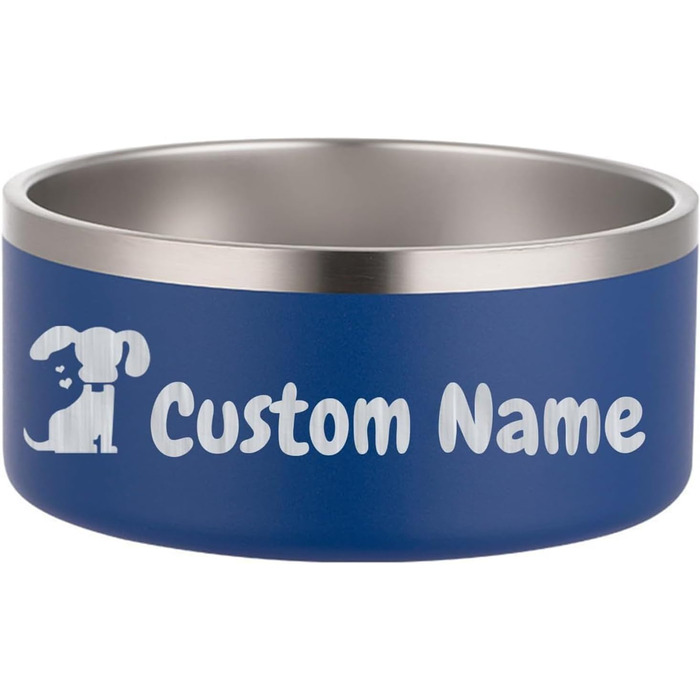 Персоналізований миска для собак та котів – нержавіюча сталева миска з іменем, неслизька годівниця для собак та котів, поїлка (блакитна)