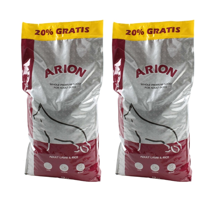 Сухий корм для собак Arion Premium Adult Ягня з рисом 10 кг + 2 кг