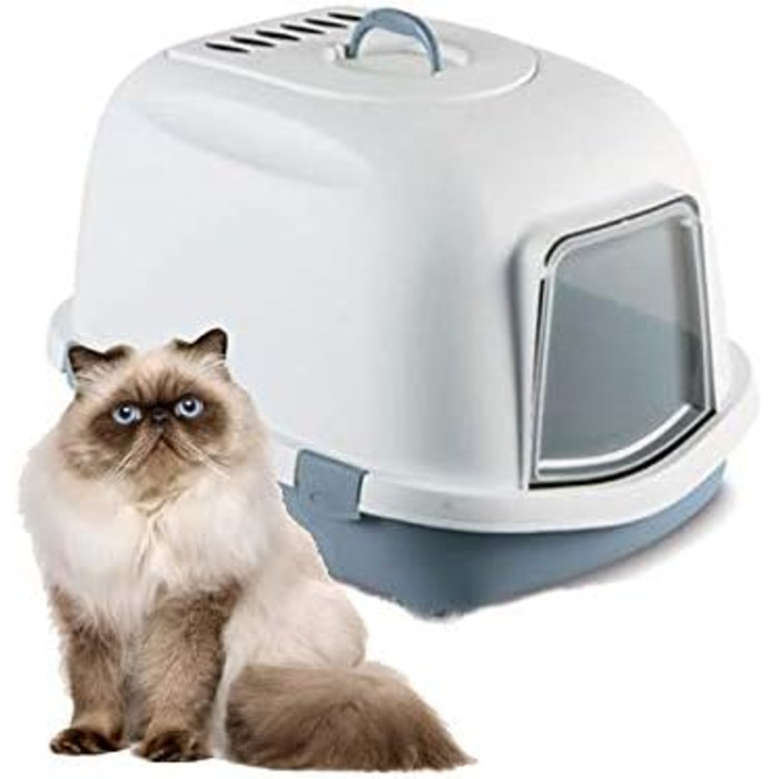 Лоток для котів Stefanplast Super Queen, 55 x 71 x 46,5 см, сталево-блакитний