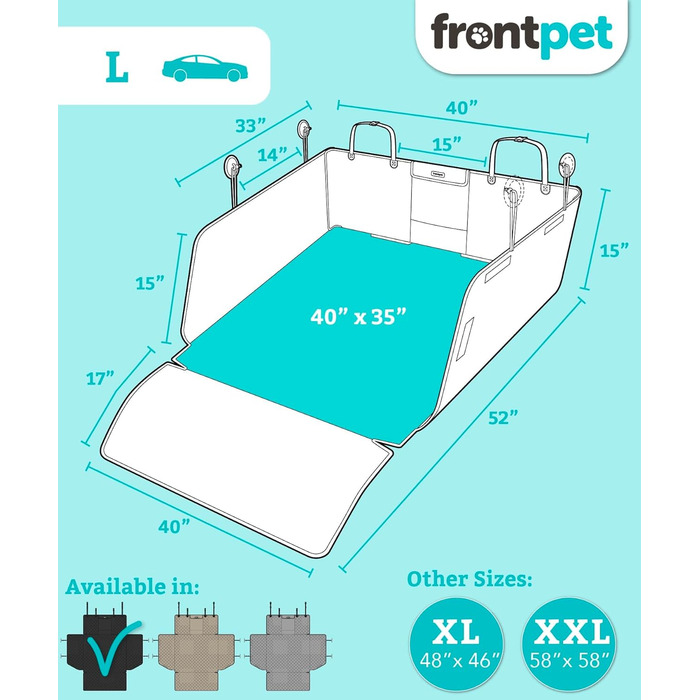 Захисний коврик у багажник для собак FrontPet, універсальний, чорний, великий (35'L x 40'W)