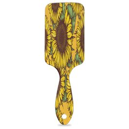 Щітка для волосся з акварельним малюнком собак, нейлонові щетинки для густого, кучерявого, тонкого, довгого, короткого, мокрого або сухого волосся, надає блиск та є безпечною для волосся, (акварельний колір соняшника)