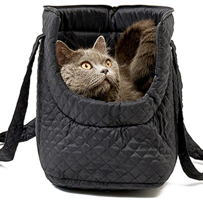 Сумка-переноска для тварин | Сумка для собак та котів з бавовни, легка переноска для кошенят, цуценят та котів - чорна переноска для тварин