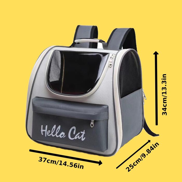 Рюкзак для кота з сіткою, рюкзак для собак, рюкзак для тварин до 15 кг, дихаючий, чорний