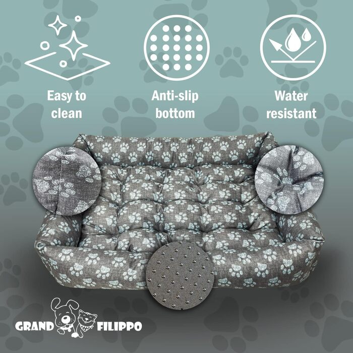 Водонепроникне ліжко для собак - ліжка для маленьких та великих собак, кошик для собак, блакитна лапка 65x55x16 см