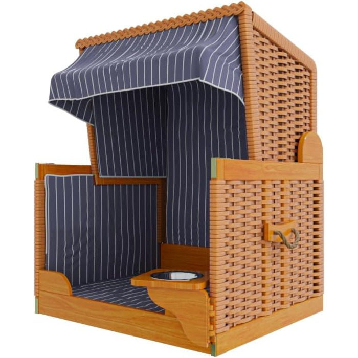 Клітка-лежанка для собак Outgarden з дерева, з водою/мискою та захисним чохлом, чорна з синьо-білими вставками, для малих собак