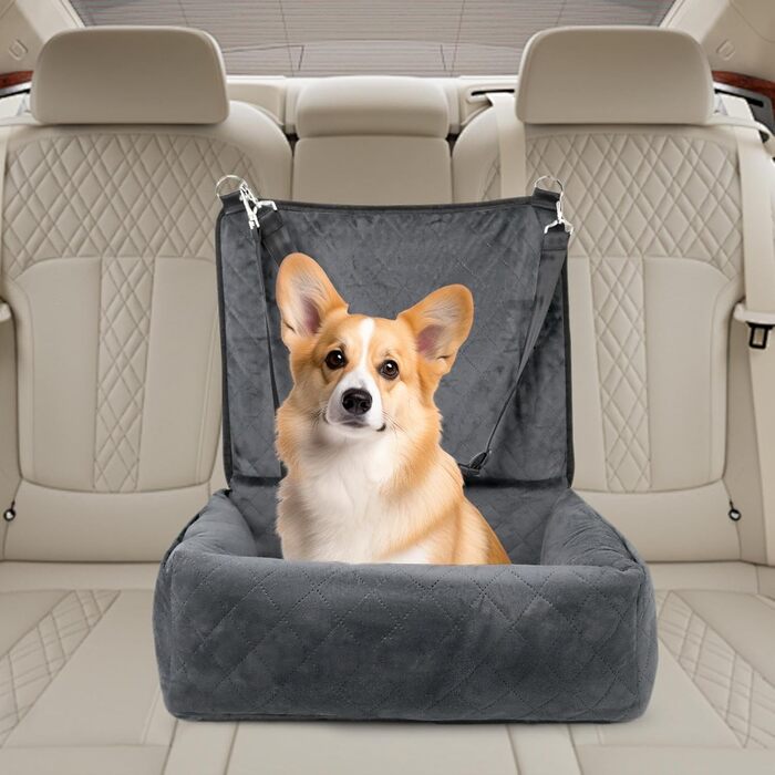Автокрісло для цуценят та собак | Складане автоліжко | Зручне та безпечне перевезення тварин | Сіре