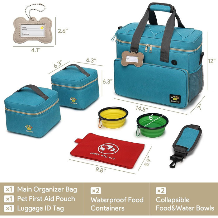 Універсальна переноска для тварин, ідеальна для подорожей та ночівель. Аксесуари для котів та собак з пеленальною сумкою та кількома кишенями (Океановий блакитний)