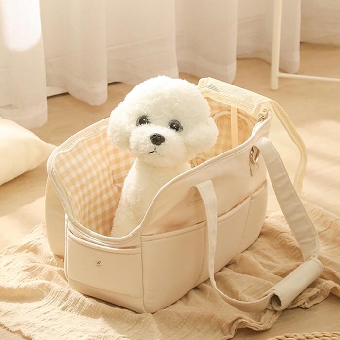 Сумка-переноска для собак маленьких порід до 4 кг, бавовняна, з подушкою, великі кишені