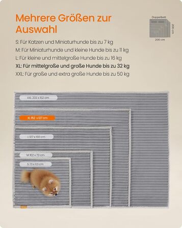 Водонепроникний килимок для собак Feandrea, XL (152 x 127 см), для великих та середніх собак, двосторонній, миючий, сірий та світло-сірий