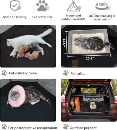 Сірий вольєр для цуценят та котів середніх порід, собаче намет, клітка для дому та вулиці, портативна Pop-Up собача будка з сумкою для перенесення, знімний верх (темно-сірий)