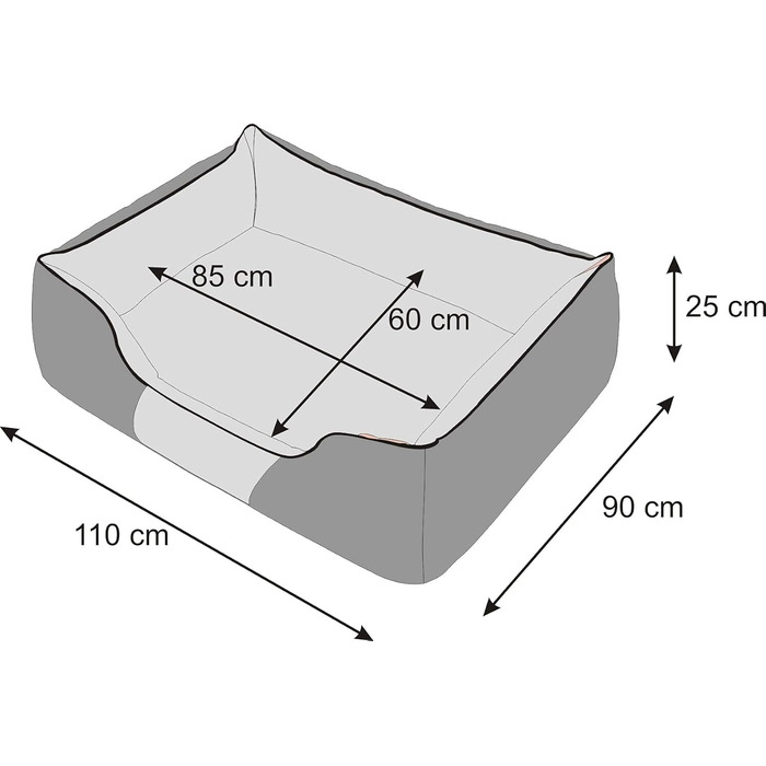 Крісло-ліжко для собак, лежанка для тварин XXL 110x90 см, бежева з лапами