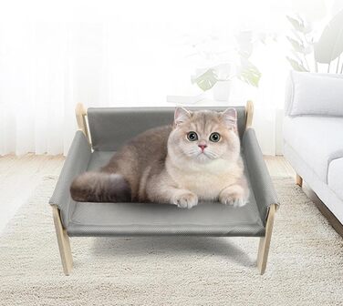 Підвищене ліжко для домашніх тварин з дерев'яним каркасом, софа для котів знімний чохол, стабільне підвищене ліжко для собак, софа для собак з дерев'яним каркасом, підвищене ліжко для собак маленьких порід, меблі для домашніх тварин з натурального дерева 