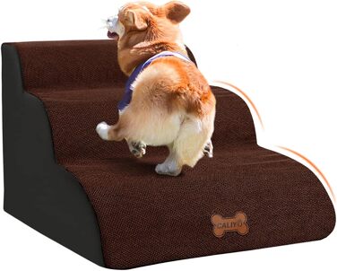 Сходинки для собак Caliyo, 3 сходинки, для маленьких собак та котів, 40 см, знімний чохол, неслизьке дно (60×40×40 см)