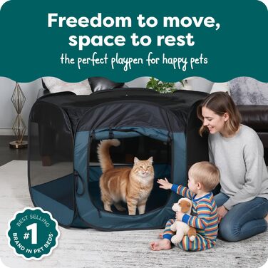 Переносний вольєр для собак та котів Furhaven, складаний ігровий майданчик/вольєр для дому та вулиці з блискавкою, зелений та рожевий, XL зелений/рожевий (Sailor Blue, Extra Large)