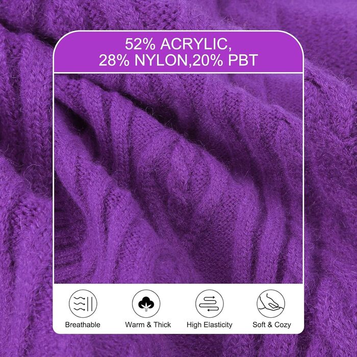 Пуловер для собак BEAUTYZOO - Теплий різдвяний пуловер з високим коміром для маленьких собак, цуценят, Чихуахуа, Йоркширського тер'єра - Колір: фіолетовий, Розмір: SM (Спина: 36 см, Груди: 46 см, Шия: 28 см)