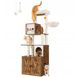 Високий когтеточка-комплекс Feandrea (161-220 см) з ліжком та стовпчиком для дряпання