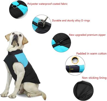Теплий водонепроникний зимовий одяг для собак FeimaX - тепла куртка для маленьких, середніх та великих собак, блакитна L