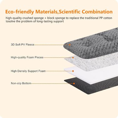 Ортопедичний лежак для собак, матрац для собак з двошаровою конструкцією, миючий лежак для собак, знімний кошик для собак, 105 см для середніх собак, середньо-сірий L 105 x 69 x 12 см, середньо-сірий