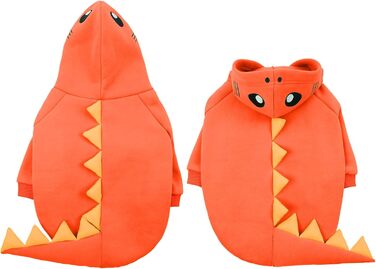 Костюм для собак Лелепет, карнавальний костюм на Хелловін, для великих собак, динозавр, теплий флісовий худі, зимовий халат для собак, зелений (X-Small, помаранчевий з візерунком 