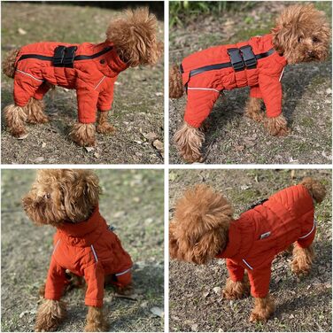 Теплий зимовий одяг для собак, двошарова жилетка, повна захист лап, вітро- та водонепроникна жилетка, світловідбиваюча жилетка для собак, костюм для активного відпочинку на відкритому повітрі, для малих, середніх та великих собак. Помаранчевий XXL 2XL (ba