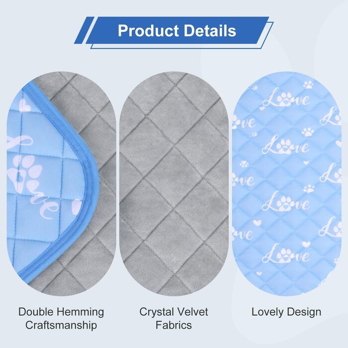 Кühlmatte для собак та котів MH MYLUNE HOME - термохромна охолоджуюча підстилка, самоохолоджуюча, нековзна, вологовпоглинаюча, портативна, XL 110x80 см (Блакитна)