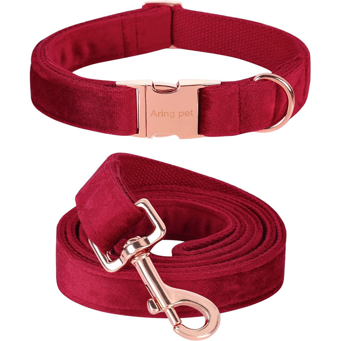 Нашийник та поводок для собак Aring Pet, нашийник та поводок, регульований нашийник для маленьких, середніх та великих собак (L, червоний на Різдво)