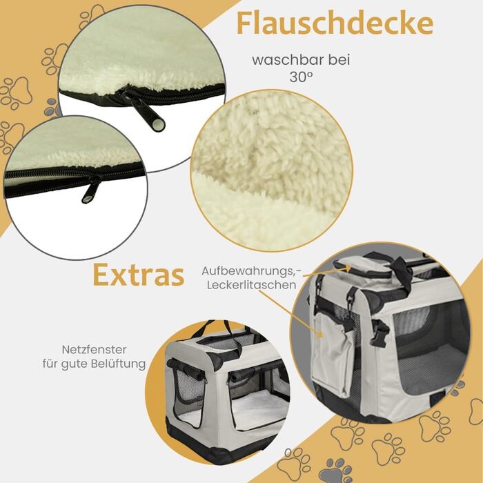 Складана переносна сумка-бокс для собак та котів Petigi (кремовий, M, 60x42x45 см)