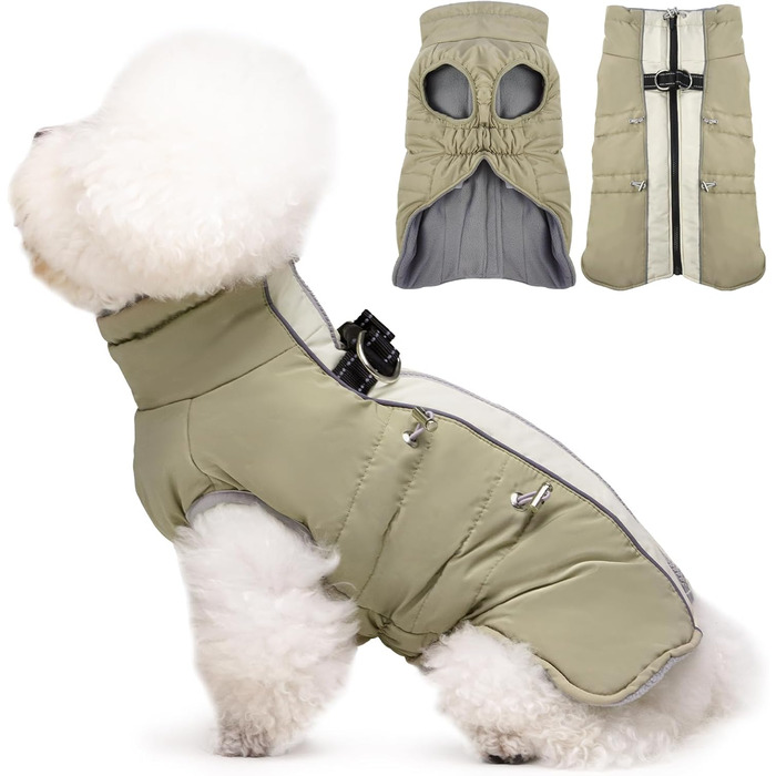 Теплий зимовий халат для собак, без рукавів, з кільцем D, для дрібних порід, кольору абрикос, розмір S