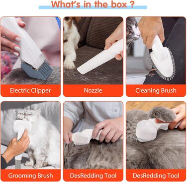 Машинка для стрижки собак з пилососом та щіткою, 12000Pa, тиха, 6-в-1, професійний набір для грумінгу домашніх тварин