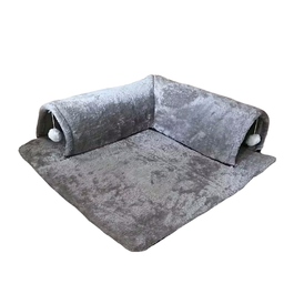 Великий тунель для кроликів та гризунів, сірий, 50x50 см, 100% хутро