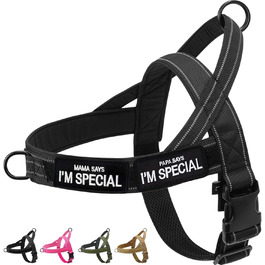 Шлейка для собак Eeyfarog No Pull без ривка, для малих та середніх порід, чорна, регульована, світловідбиваюча (M, обхват грудей 53–70 см)