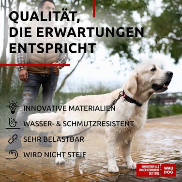 Водонепроникний нашийник для собак WAUDOG, регульований, для великих, середніх та маленьких собак, металевий замок, 31-49 см, 25 мм