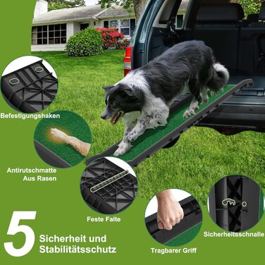 Східці для собак HENGMEI: пандус для собак у багажник авто, 156x40 см, зелений