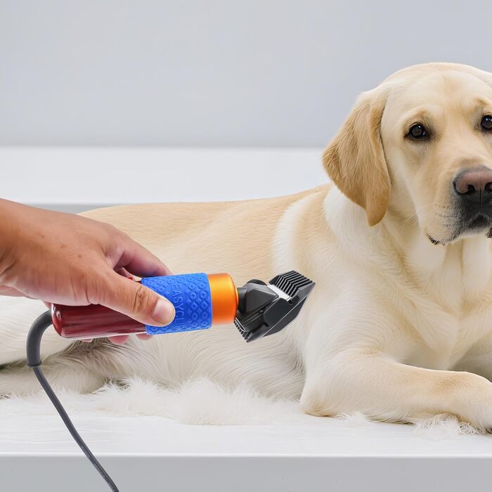 Керамічний триммер для собак та котів | Проводний, тихий (＜55dB) | Для густого/сплутаного хутра | Нейлонова сталь, гібридна технологія | 4 насадки-гребінці