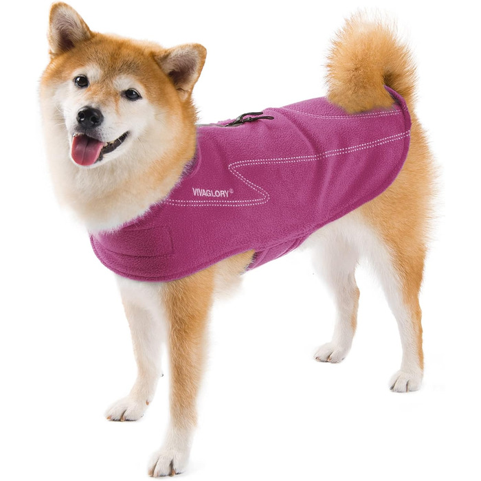Тепла куртка VIVAGLORY для собак Cozywrap Wintermantel, флісова куртка для собак з клямками, регульована, світловідбиваюча, розмір S/XL (Fuchsia, обхват грудей 79-94 см)
