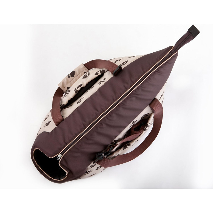 Транспортна сумка для собак та котів, переноска, сумка-переноска для тварин, 30x50 см, бежева з принтом лапок (R3)