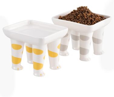 Набір мисок для котів Navaris 2 шт. - 400 мл - підняті миски для котів - станція годування - дизайн лапки