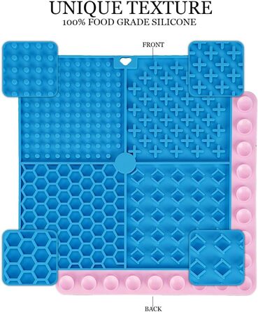 Килимок для собак з міцними присосками, заспокоює, преміум-якість, 2 шт., з лопаткою та щіткою, повільний годівник, підходить для купання, дресирування та догляду, блакитний