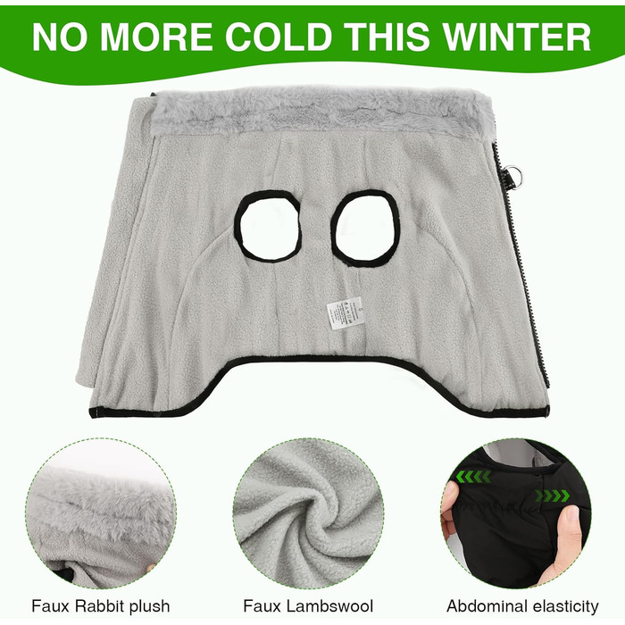 Зимова куртка для собак, водовідштовхувальна, тепла, м'яка, вітрозахисна з кріпленням для повідка, світловідбиваюча, на блискавці, з регульованою застібкою, для маленьких та середніх собак (зелена, сіра, XL)