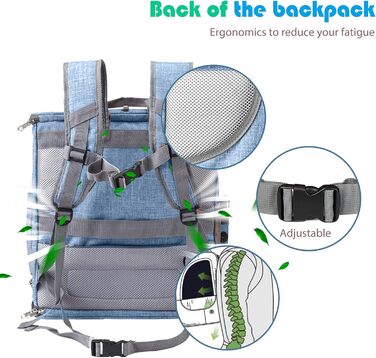 PETCUTE Рюкзак для собак і котів, складаний, з знімним килимком, дихаючий, з регульованими ременями, сумка для подорожей на відкритому повітрі (Темно-синій)