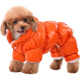 Зимовий одяг для собак AOFITEE: теплий, водонепроникний костюм, тепла жилетка, розмір Large, помаранчевий/червоний, візерунок 'Sunset Chevron'