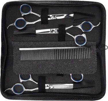 Набір для стрижки собак та котів: ножиці, вилок, професійний інструмент для грумінгу, нержавіюча сталь, чорний колір