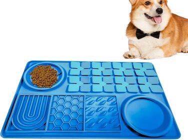 Килимок для повільного годування собак, антистрес, блакитний