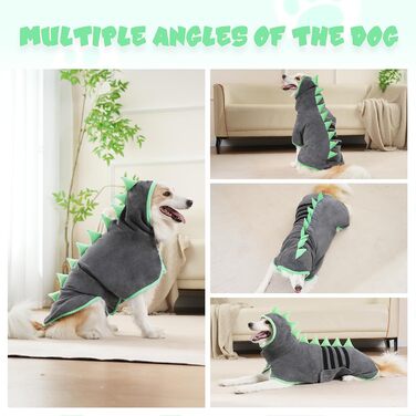 Рушник для собак з мікрофібри, швидко сохне, регульований, надзвичайно поглинаючий, для середніх та великих собак, легко одягається, (сіро-зелений, M)